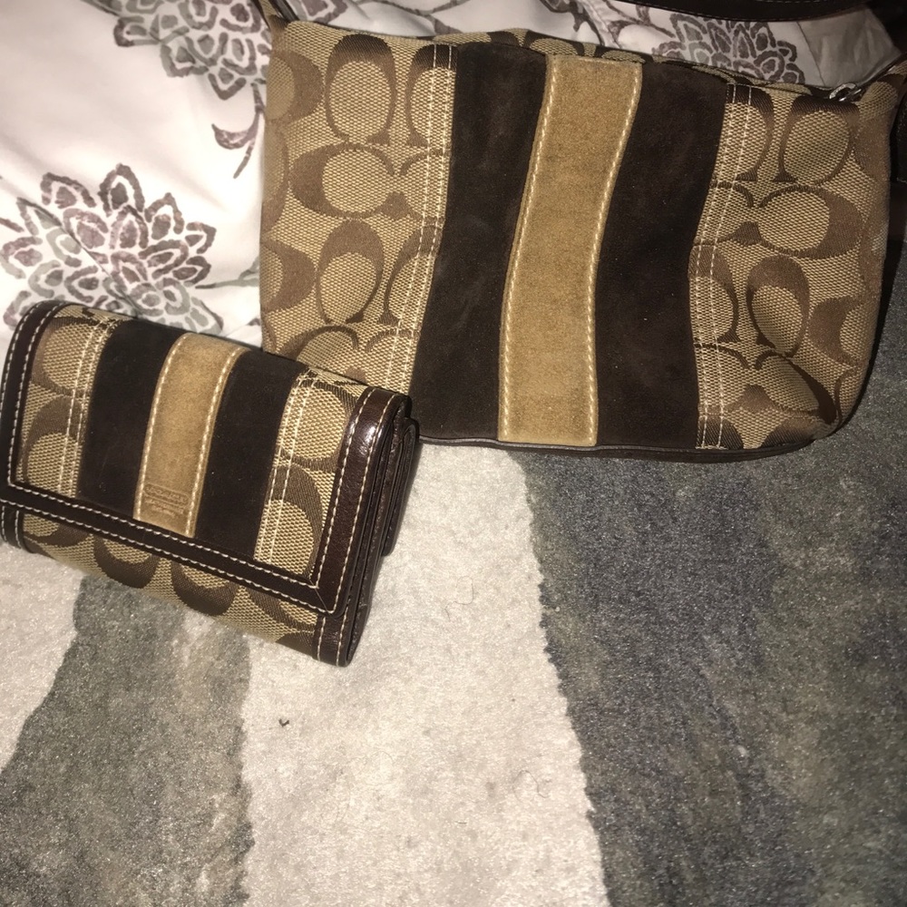 Brown suede  coach set