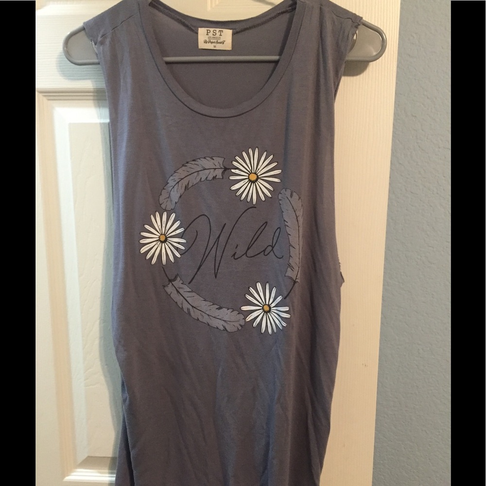Nordstrom Grey Daisy Cut off Tank