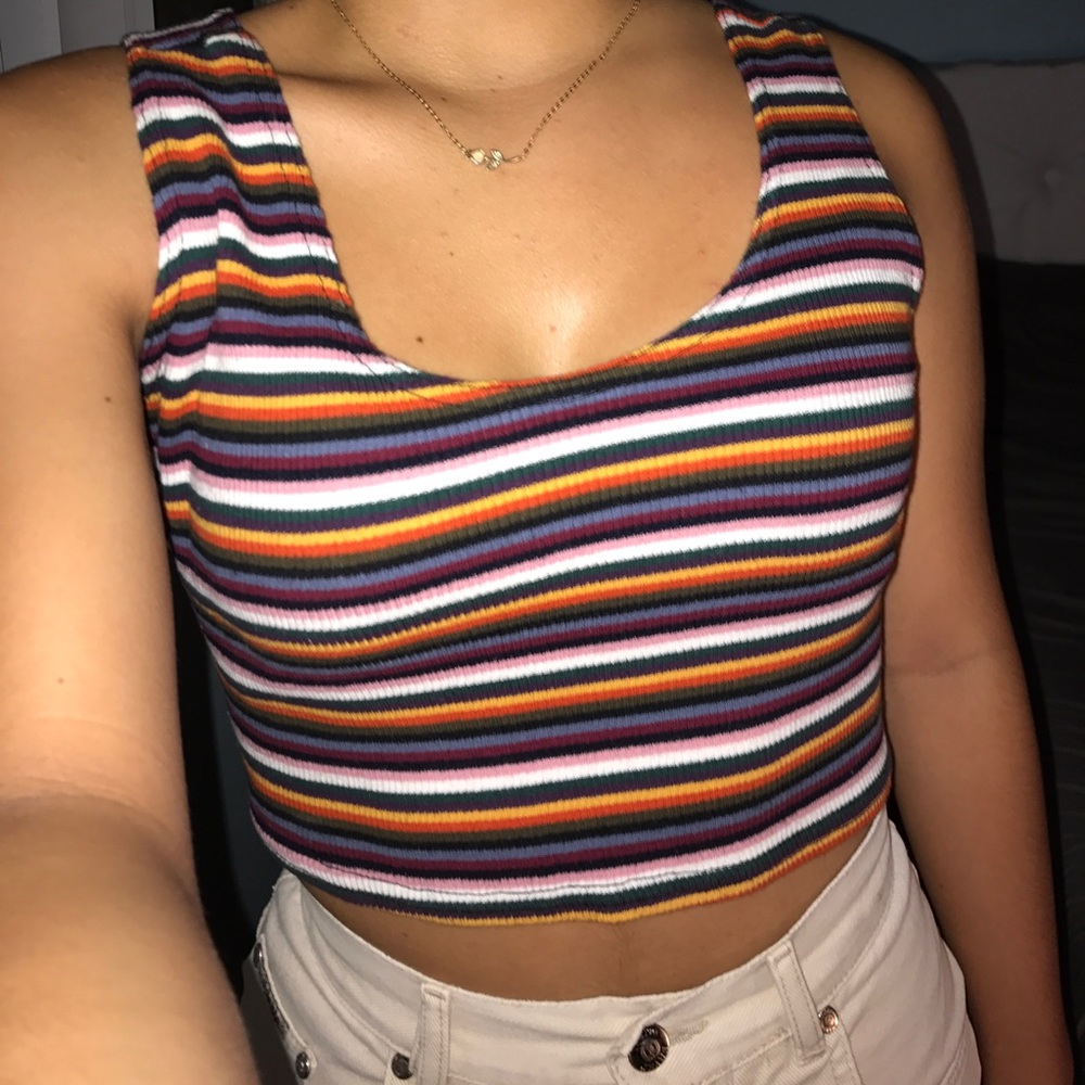 striped cropped tank top