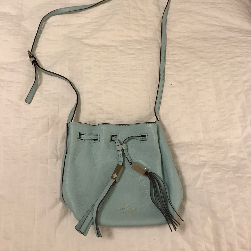 kate spade light blue bucket crossbody bag