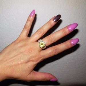 YELLOW TOPAZ STERLING SILVER MESH RING SIZE 8 NEW