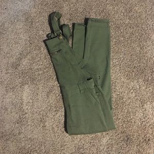 Army Green Skinny Denim Overalls!