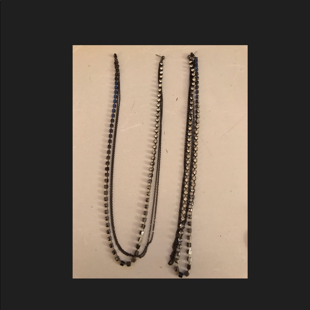 Gorgeous long black and silver chain loop earrings