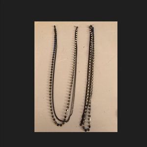 Gorgeous long black and silver chain loop earrings