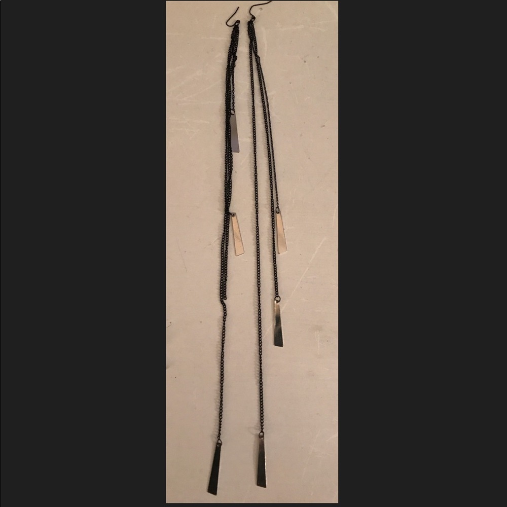 Really long black and silver Bebe earrings