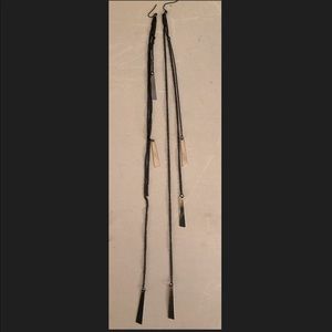 Really long black and silver Bebe earrings