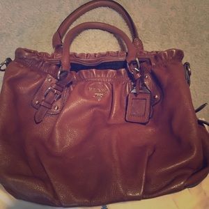 AUTHENTIC PRADA BROWN HANDBAG W/ AUTHENTICITY CARD