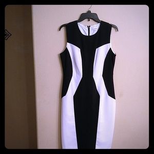 Navy Blue and White Calvin Klein Cocktail Dress