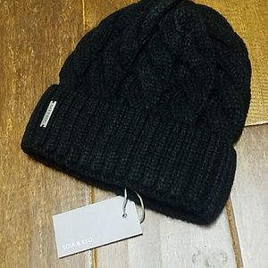 Soia & Kyo Cable Knit Beanie Hat, Black