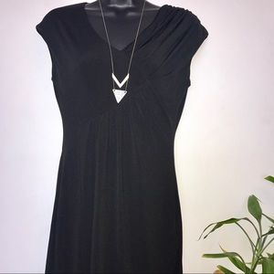 Spence Petite Black Dress with Pleated Gathering