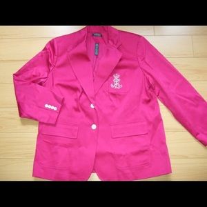 Hot pink Ralph Lauren blazer with gold crest 6