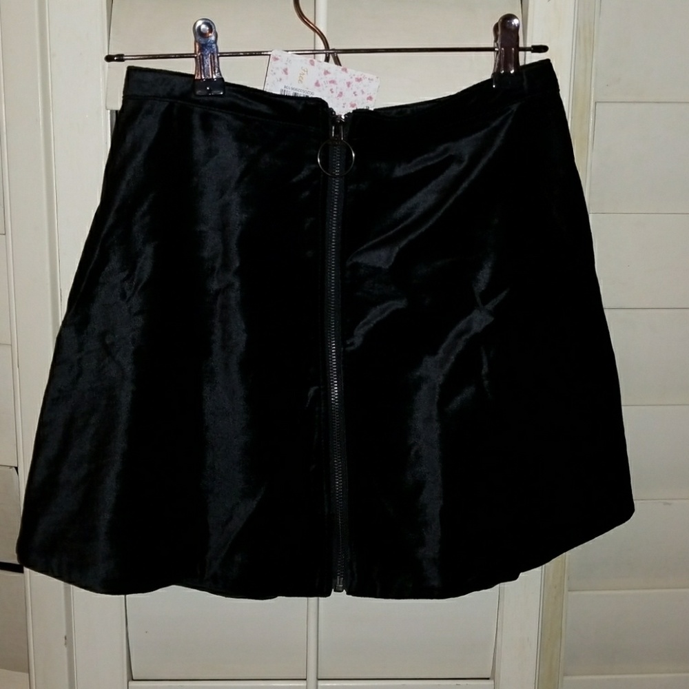 Free People Suede Black Skirt With Zipper