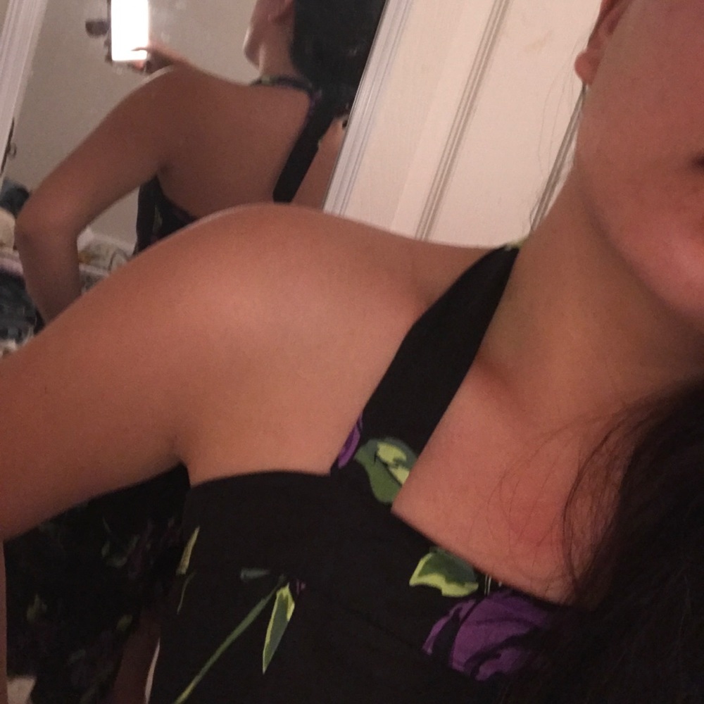 Black and purple sleeveless dress