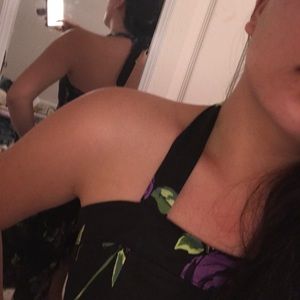 Black and purple sleeveless dress