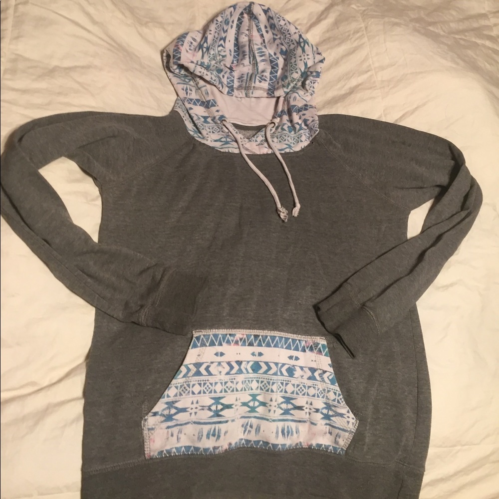 Grey Tribal Print Hoodie