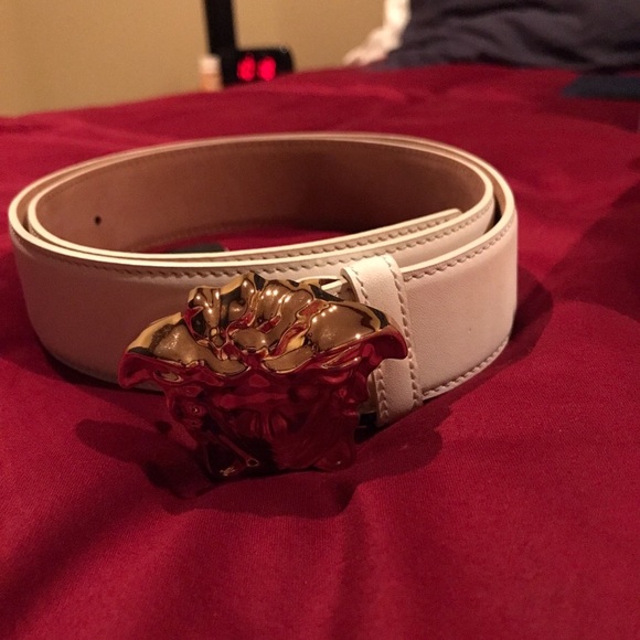 Versace Medusa Buckle Leather Belt Black Grey Size 105 Versace Medusa Head Belt