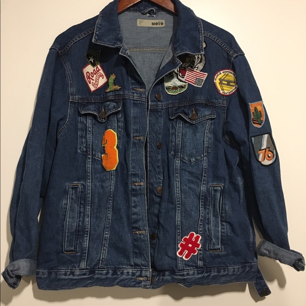topshop patched denim jacket