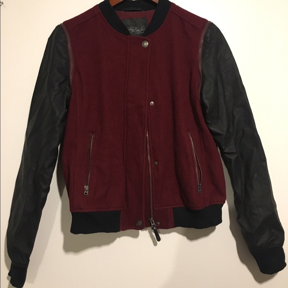 leather/suede bomber jacket w zipper accents