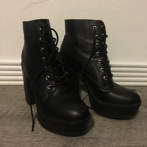 Platform faux vegan leather boots