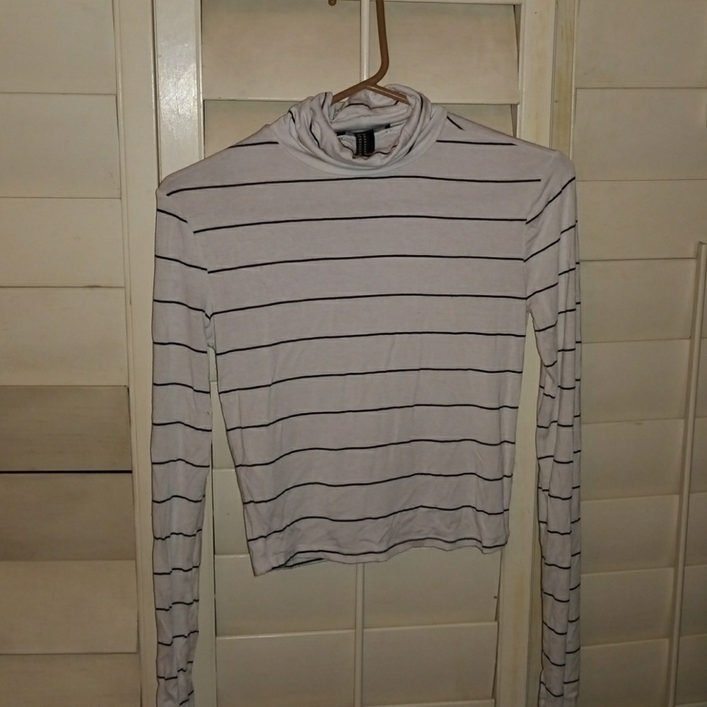 Forever 21 Black and White Striped Turtleneck