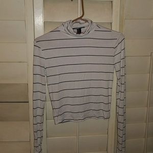 Forever 21 Black and White Striped Turtleneck