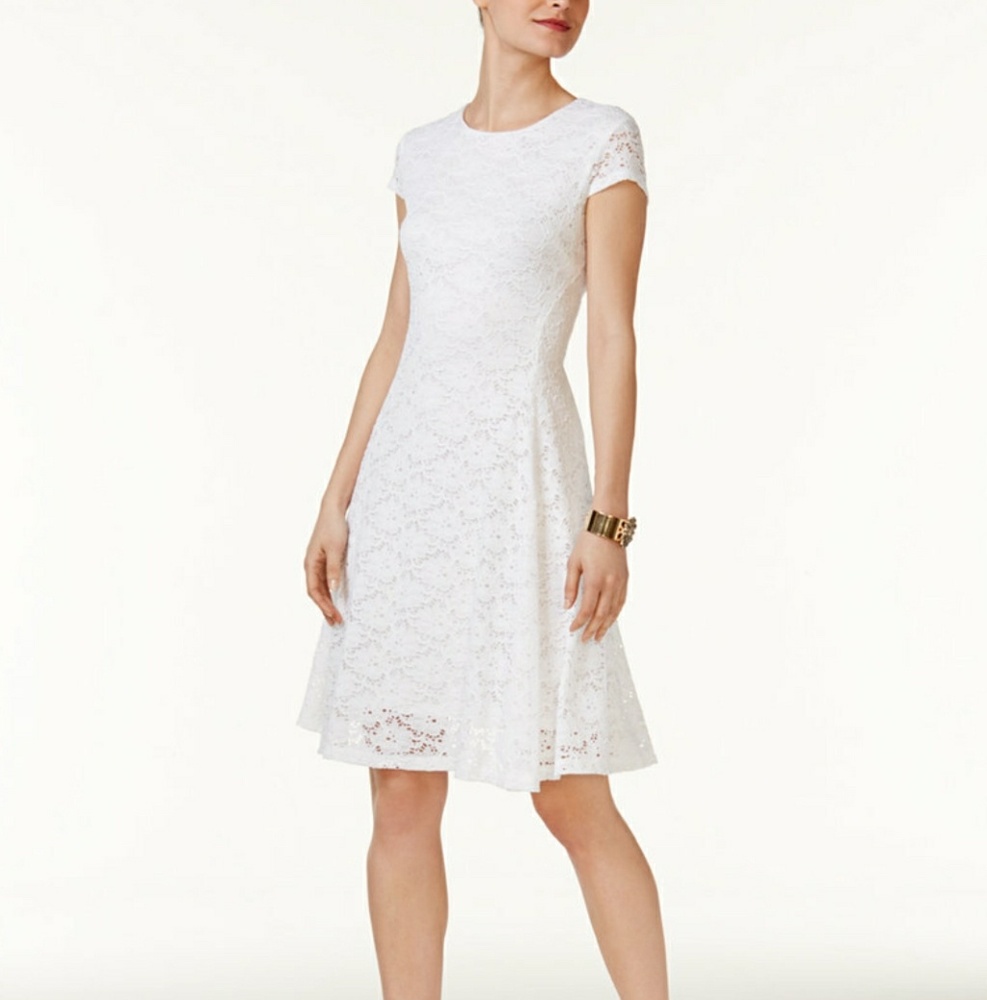 Alfani fit and flare lace dress