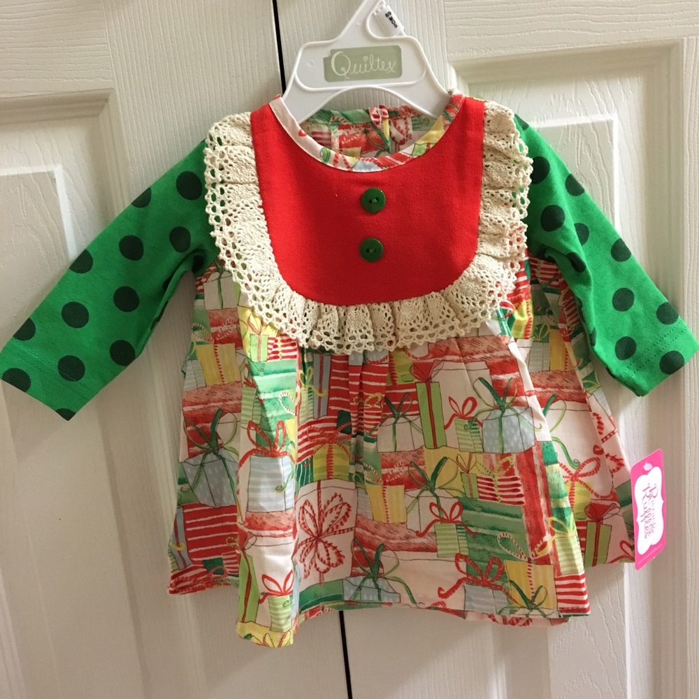 Ricrac & Ruffles Christmas Dress 0/3 m
