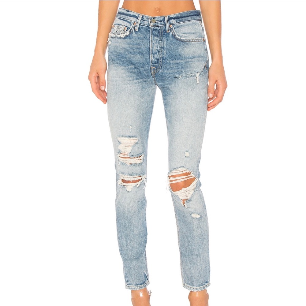 GRLFRND KAROLINA HIGH RISE RINGO DISTRESSED Denim