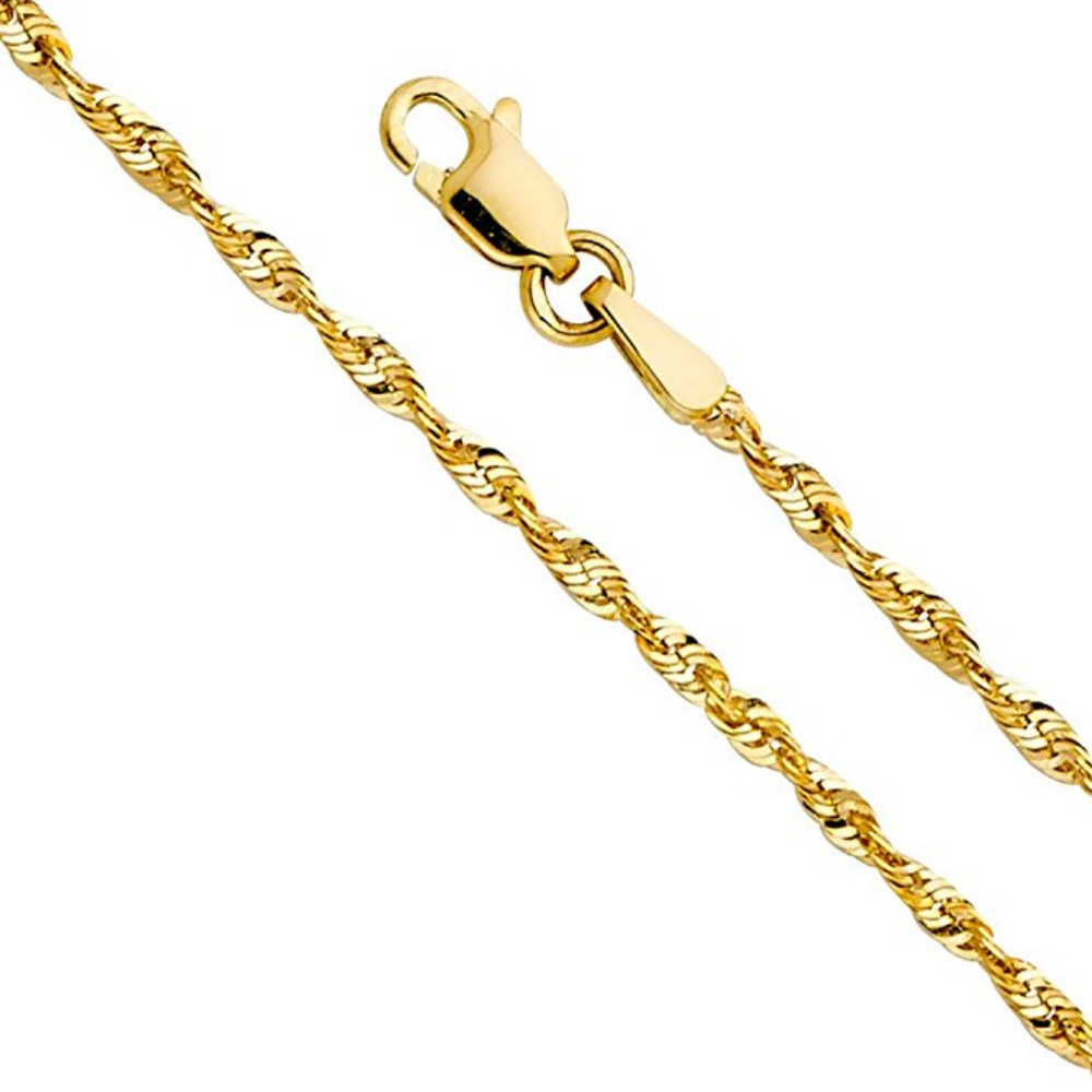 14k Yellow Gold SOLID 2.5mm Rope chain 18" inches