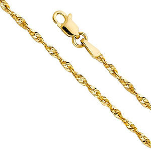 14k Yellow Gold SOLID 2.5mm Rope chain 18" inches