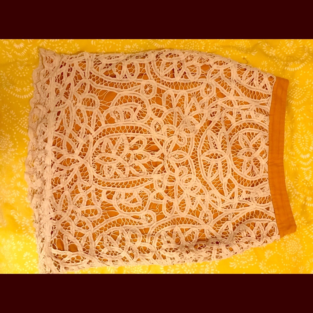 Anthropology mustard lace skirt