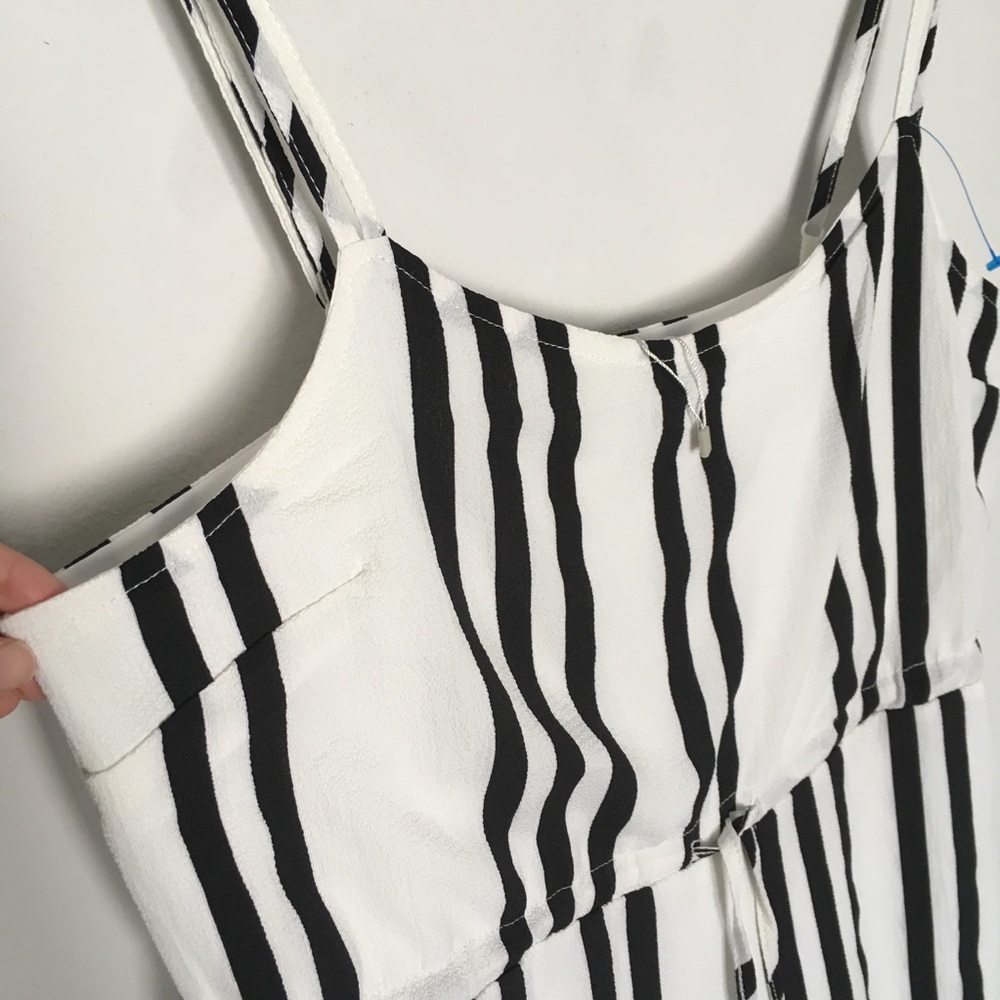 NEW Valley Girl black & white striped jumpsuit