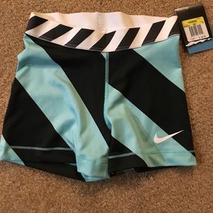 NWT Nike S Stripe Compression Shorts Aqua/Black