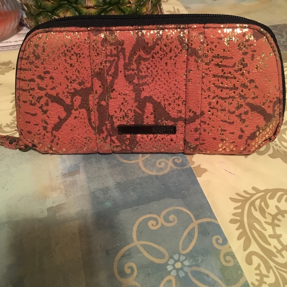 Kenneth Cole wallet! Gold on salmon black accents