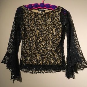 Made in U.S.A. Black Lace Top with Wicked Sleeves