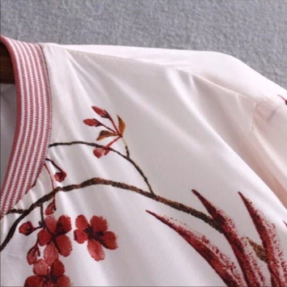 🎈SALE 🎈Phoenix Flower Print Bomber Jacket - Picture 3 of 8