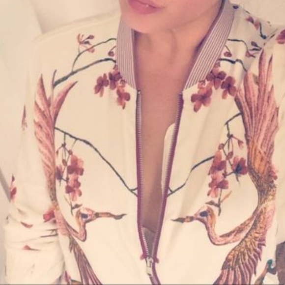 🎈SALE 🎈Phoenix Flower Print Bomber Jacket - Picture 4 of 8