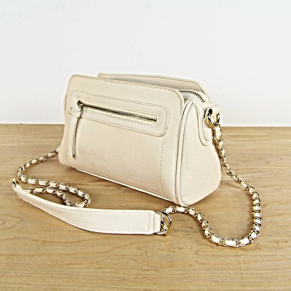 faux leather crossbody high-polish shoulder strap