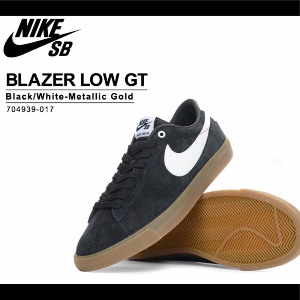 New Nike blazer low Gt. black white metallic gold.