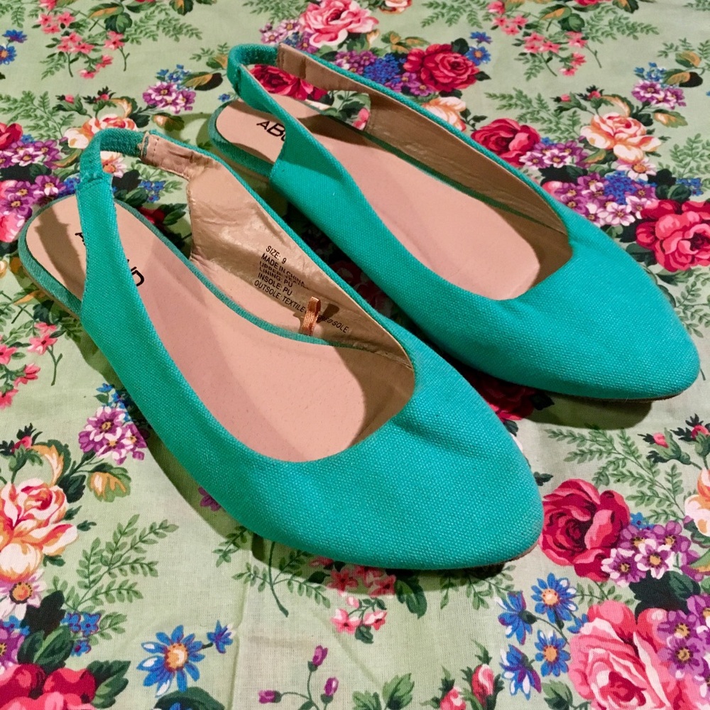 Teal heel strap flats
