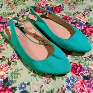 Teal heel strap flats