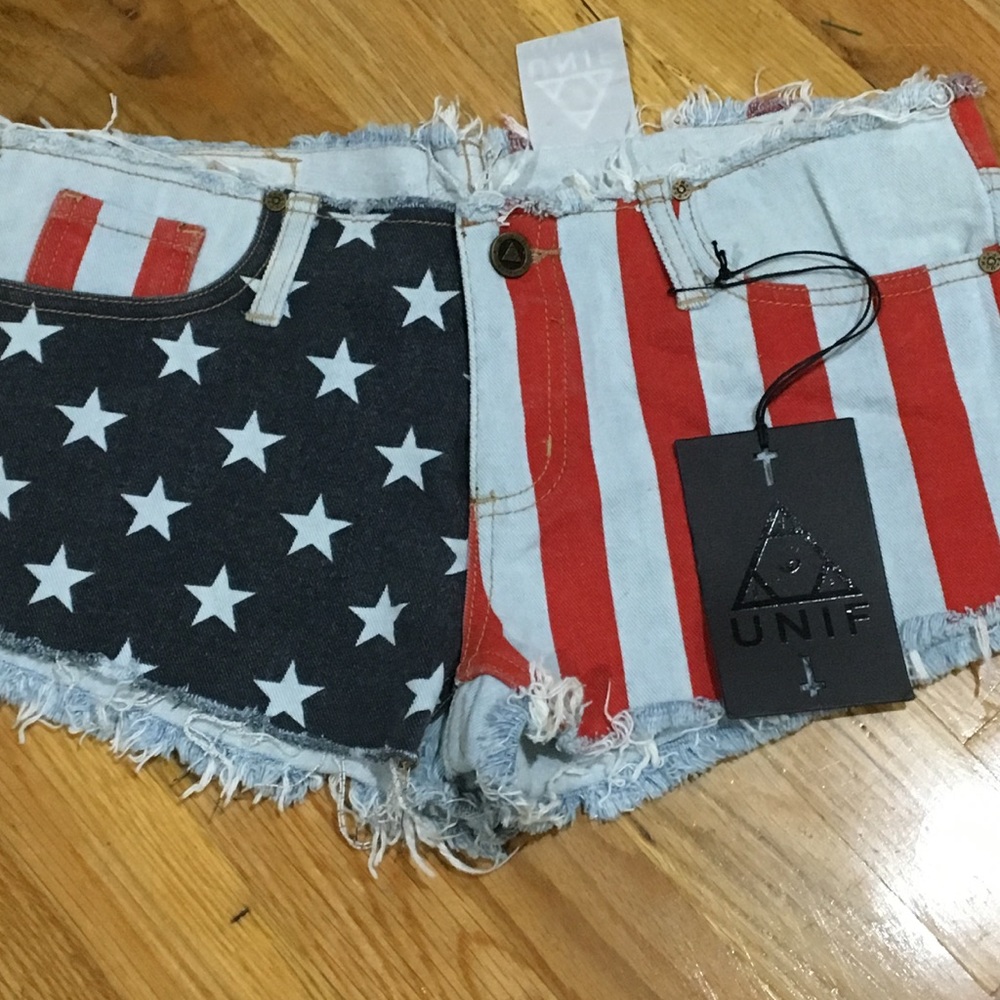 American Flag Denim Shorts / Never Worn / Size 26