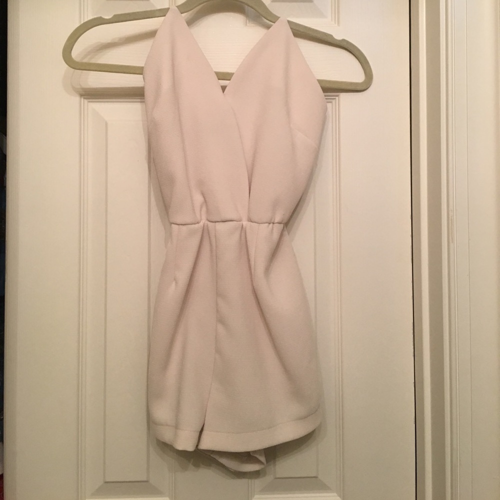 White open back romper