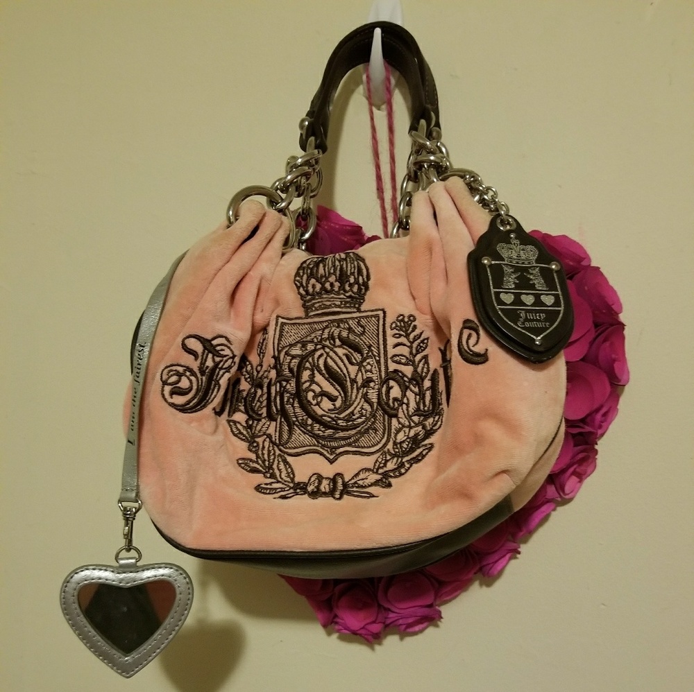 AUTHENTIC JUICY COUTURE PURSE PINK & BROWN VELOUR.