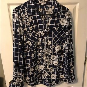 Express floral print portofino shirt medium
