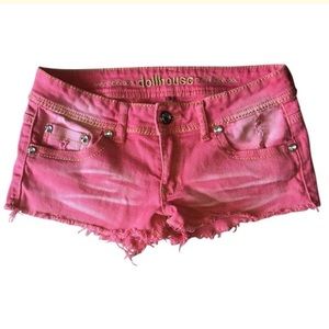 Pink faded short shorts.