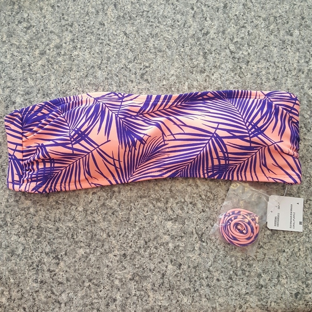🆕️Coral&Blue Patterened Bandeau Swim Top