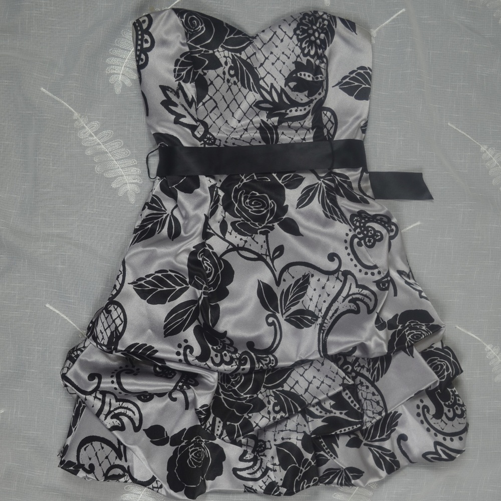 Gray & Black Mini Cocktail Dress