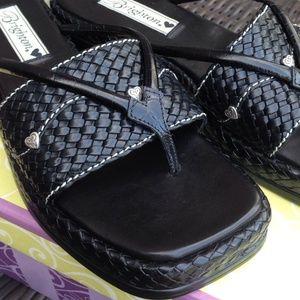 Brighton black leather thong sandal