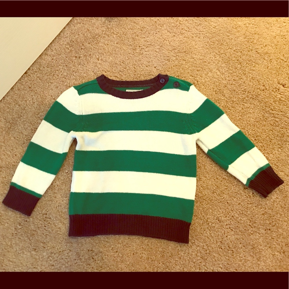 Children's Place Green/White Striped Sweater